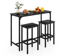 Costway 3-Piece Dining Table Set 47.5" Counter-Height Kitchen Table-Black