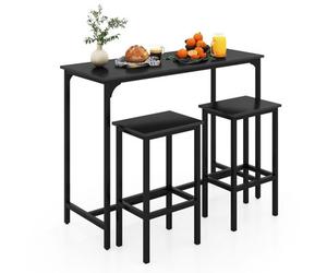 Costway 3-Piece Dining Table Set 47.5" Counter-Height Kitchen Table-Black