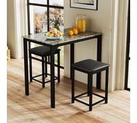 Costway 3-Piece Dining Table Set Modern Bar Table W/ 2 Upholstered Bar Stools
