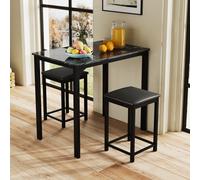 Costway 3-Piece Dining Table Set Modern Bar Table W/ 2 Upholstered Bar Stools