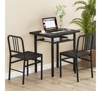 Costway 3-Piece Dining Table Set Rectangular Kitchen Table & 2 Chairs-Gray in Grey COSTWAY Grey