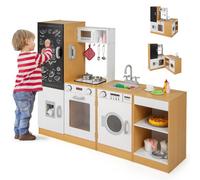 Costway 3-Piece Kids Play Kitchen Set Wooden Chef Pretend Playset-Natural