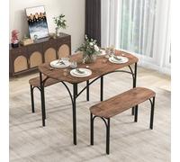 Costway 3-Piece Modern Dining Table Set 120Cm Space Saving Kitchen Table Set
