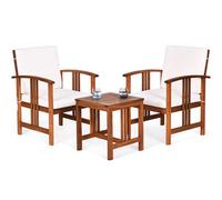 Costway 3-Piece Outdoor Acacia Wood Sofa Set Patio Conversation Set With Cushions-White