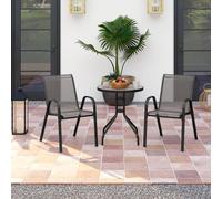 Costway 3 Piece Outdoor Bistro Set Round Side Table With 2 Stackable Chairs-Grey