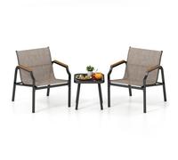 Costway 3 Piece Outdoor Chair Set Morden Conversation Set W/ Fabric Seat