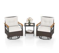 Costway 3 Piece Outdoor Swivel Chair Set Patio Wicker Rotating Chairs