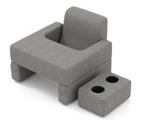 COSTWAY 3-Piece Reading Pillow Set, Adjustable Lap Desk Pillow with Back Support Cushion, Coaster and Side Pocket, Extra Large Wedge Armrest Gaming Pillows for Working, Sitting in Bed Sofa Floor, Grey