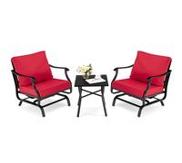 Costway 3 Piece Rocking Chair & Table Set, Patio Bistro Set Glider Rocker Seat in Red COSTWAY Red