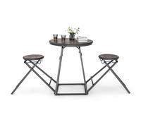 Costway 3-Piece Round Table & Stool Set Dining Bar Table W/ 2 Foldable Stools