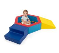 COSTWAY 3-Piece Soft Play Climbing Blocks, Baby Foam Climb and Crawl Playset with Ball Pit and 100 Colorful Ocean Balls, Playground Montessori Toy for 1+ Years Old