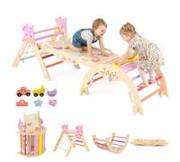 Costway 3-Piece Triangle Climbing Set Foldable Toddler Climbing Toys With Arch & Ramp