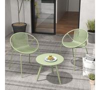 Costway 3 Pieces Bistro Table Set All Weather Pp Patio Conversation Set-Green
