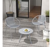 Costway 3 Pieces Bistro Table Set All Weather Pp Patio Conversation Set-Grey