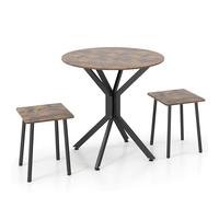 Costway 3-Pieces Drop Leaf Dining Table Industrial Dining Furniture in Brown COSTWAY Brown