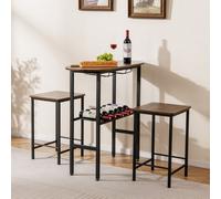Costway 3 Pieces Kitchen Bar Set Breakfast Dining Table With 2 Stools-Brown
