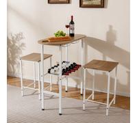 Costway 3 Pieces Kitchen Bar Set Breakfast Dining Table With 2 Stools-Natural