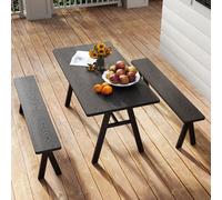 Costway 3 Pieces Outdoor Picnic Table And Benches Set Patio Dining Set
