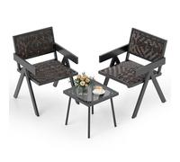 Costway 3 Pieces Patio Pe Wicker Bistro Set Outdoor Conversation Furniture Set