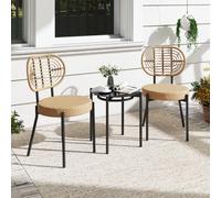 Costway 3 Pieces Pe Wicker Outdoor Bistro Set Patio Conversation Set With Rattan Chairs