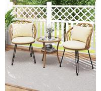 Costway 3 Pieces Pe Wicker Patio Bistro Set Outdoor Conversation Set With Rattan Chairs