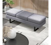 Costway 3-Seat Long Bench Ottoman Upholstered Reception Bench Padded Couch Lobby Chair