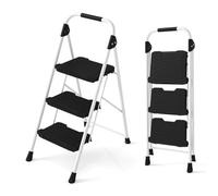 Costway 3 Step Portable Ladder Folding Step Stool With Anti-Slip Pedal-Black