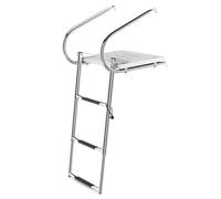 Costway 3-step Telescoping Boat Ladder Folding Dock Ladder Swimming Pool Ladder in Silver COSTWAY Silver