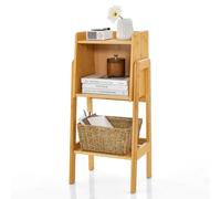 Costway 3 Tier Bamboo Bookshelf Free Standing Tall Bookcase Storage Organizer Rack Shelf in Natural COSTWAY Natural