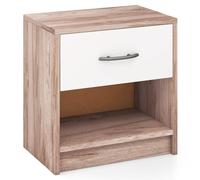Costway 3-Tier Bedside Table Bedroom Nightstand w/Drawer-Natural+White in Light Oak COSTWAY Light Oak