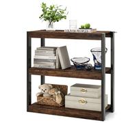 Costway 3 Tier Bookshelf Wooden Bookcase With Dual Anti-Tipping Kits Brown