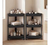 Costway 3-Tier Corner Shower Caddy 2-Pack Bathroom Standing Shelf Drainage Holes-Black