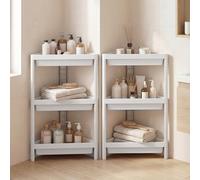 Costway 3-Tier Corner Shower Caddy 2-Pack Bathroom Standing Shelf Drainage Holes-White