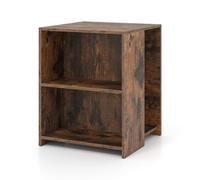 Costway 3-Tier End Table Square Sofa Side Table With Open Storage Shelves Small Bedside Table Wooden Accent Rustic Brown