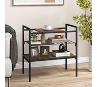 Costway 3-Tier Industrial Entryway Table Sofa Side Table W/ Removable Panel & Mesh Shelf