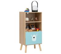 Costway 3-Tier Kids Toy Storage Shelf Floor Standing Wood Bookcase W/ Drawer