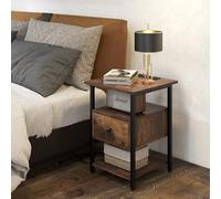 Costway 3-Tier Nightstand W/ Charging Station Bedside Sofa Side Table W/ Drawer