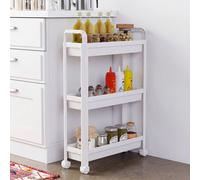 Costway 3-Tier Rolling Storage Cart Bathroom Organizer Slim Shelving Unit in White COSTWAY White