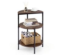 Costway 3-Tier Round Side Table Industrial End Table With Storage Shelves