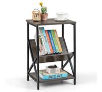 Costway 3-Tier Side Table Nightstand X-Shaped Record Player Stand W/ Magazine Holder