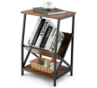 Costway 3-Tier Side Table Nightstand X-Shaped Record Player Stand W/ Magazine Holder