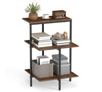 Costway 3-Tier Side Table Square End Table Industrial Bedside Table w/ Shelves in Brown COSTWAY Brown