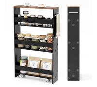 Costway 3-tier Slim Storage Cart Narrow Rolling Kitchen Serving Cart w/ Open Shelves COSTWAY Multicolor