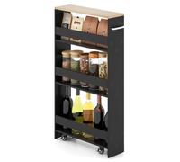 Costway 3-tier Slim Storage Cart Narrow Rolling Kitchen Serving Cart w/ Open Shelves COSTWAY Multicolor