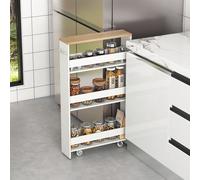 Costway 3-tier Slim Storage Cart Narrow Rolling Kitchen Serving Cart w/ Open Shelves in White COSTWAY White