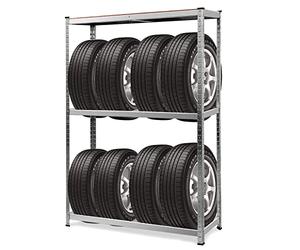COSTWAY 3-Tier Tyre Rack Shelving, 8 Tyres Height Adjustable Wheel Storage Racking with Non-Slip Foot Pads, Heavy Duty Tire Shelf Stand for Garage Warehouse Workshop, Load Capacity 795kg