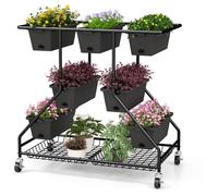 Costway 3-tier Vertical Raised Garden Bed Planter 7 Boxes in Black COSTWAY Black