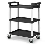 Costway 3-Tire Metal Rolling Cart 150Kg Capacity Tool Trolley With Lockable Universal Wheels