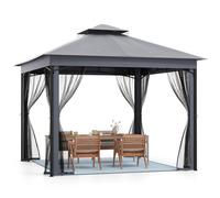 Costway 3 X 3 M Patio Gazebo Outdoor Double-Roof Canopy Tent W/ Mesh Netting