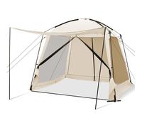 Costway 3 x 3 M Portable Camping Canopy Tent Screen Shelter Gazebo W/ Zippered Door in Beige COSTWAY Beige